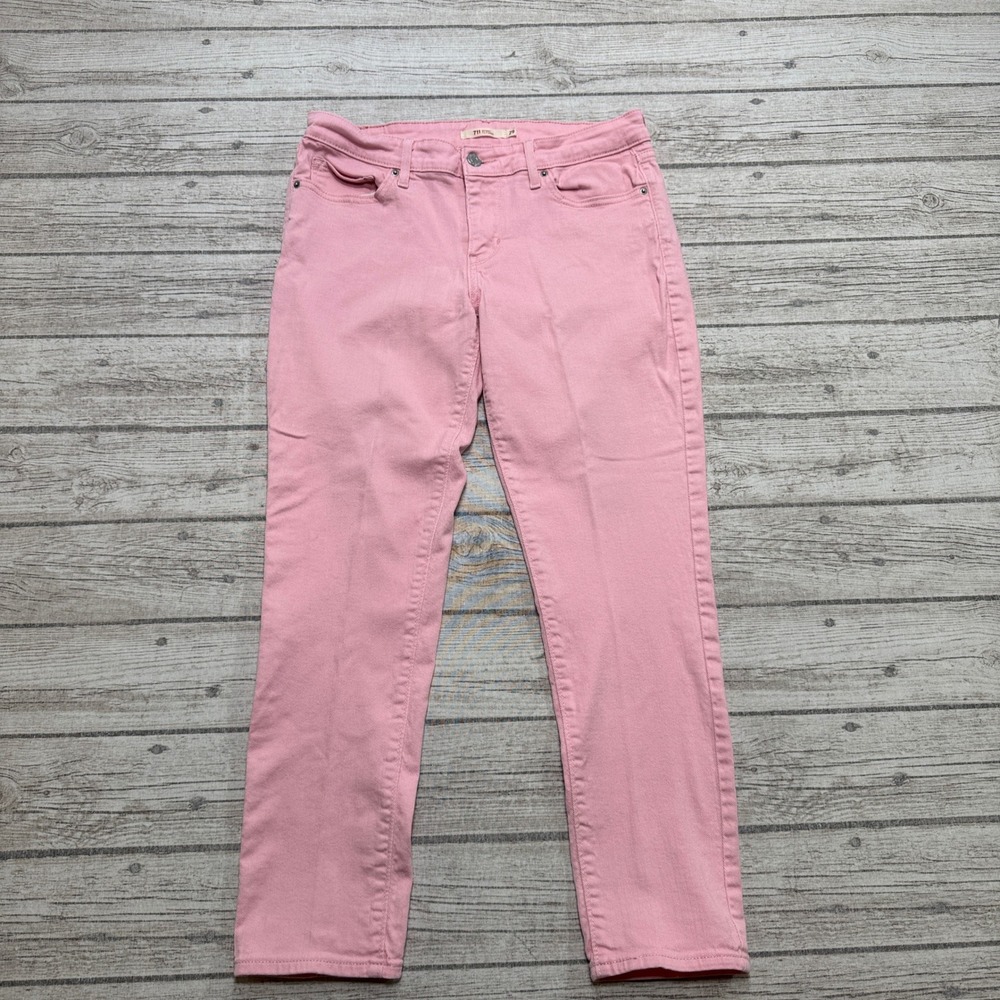 Levi's 711 Jeans Women's 29 Pink Denim Skinny Slim Fit Mid Rise Stretch Casual